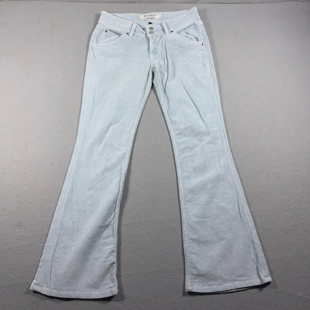Hudson Corduroy Pants Women 29 Flare Leg Light‎ Blue Low Rise Boho Vintage Y2K